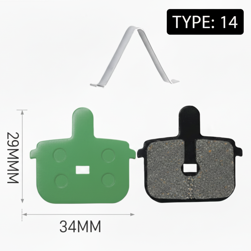 Brake Pads - Rectangle Slotted 34mm x 29mm (Type 14) – Resin Semi-Metal (Black)