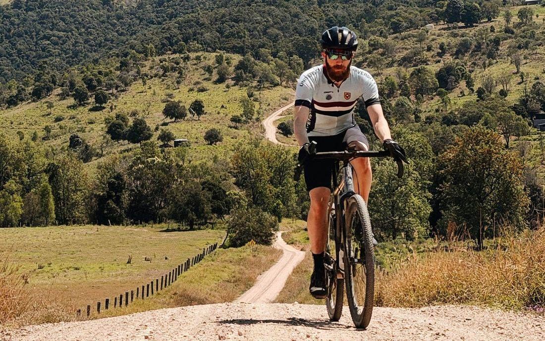 An e-bike rider on a gravel trail in South East Queensland
